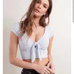 🚨SOLD🚨 garage baby blue tie front tee